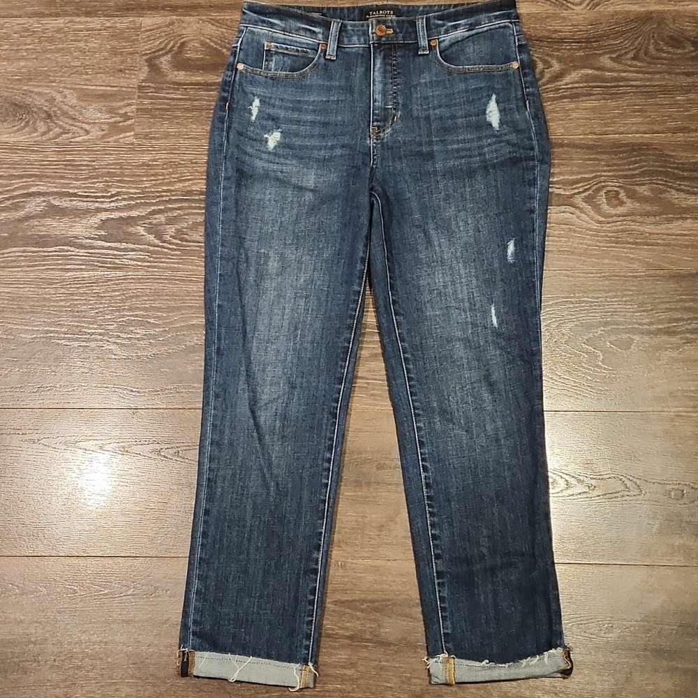 ❤ TALBOTS HIGH RISE SLIM STRAIGHT JEANS, DISTRESSED, 4 (27)